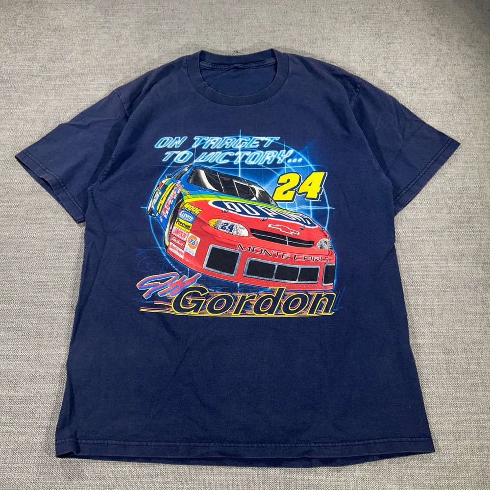 NASCAR Jeff Gordon T Shirt Mens Large Navy Blue‎ Good DuPont 24 Racing Graphic